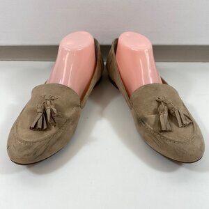 Fioni Womens Brown Beige Faux Leather Suede Tasseled Loafers Almond Toe Size 10
